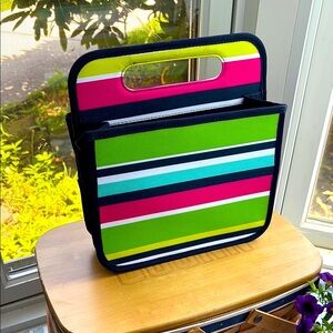 Thirty-One Double Duty Caddy Striped Tote in Preppy Pop